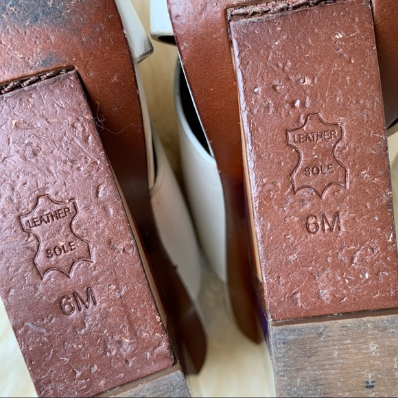 Tory Burch Leather Perspex Wedge Mules Cube Leather Crossover Wedge Sandals - Picture 11 of 16